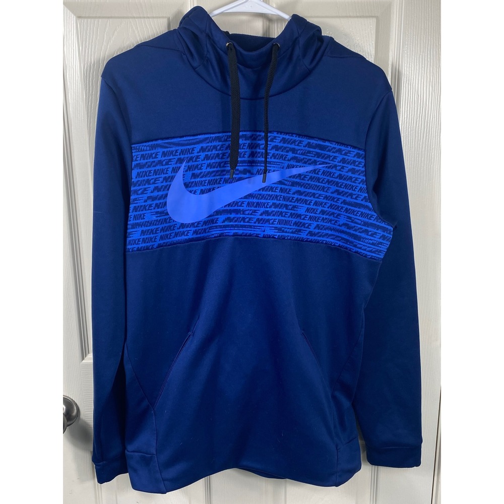 Nike Dri-FIT Men's Small Blue Pullover Hoodie Sweatshirt Athletic Training